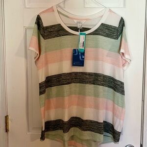 Market & Spruce - NWT 2X Juuna Hi Lo Knit Short Sleeve Striped Tee